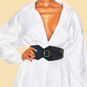 Wide Waist Corset Belt – PU Leather & Polyester, Elegant & Comfortable